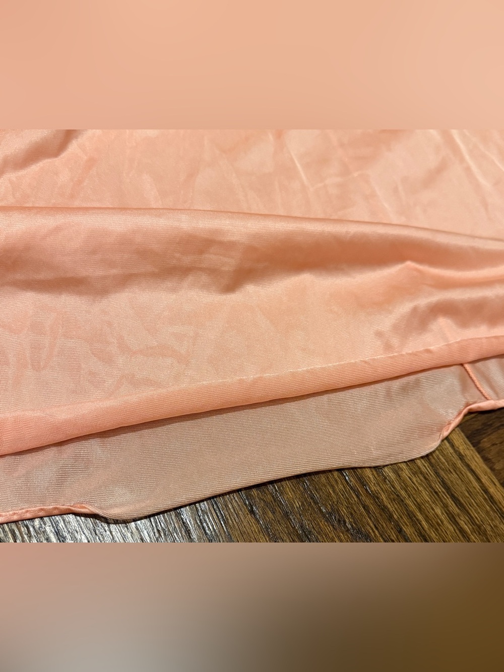 VTG 60s Sheer Peach 2 Pc Set Peignoir Robe Chiffon Lace Long Dressing Gown XXL - Picture 10 of 11